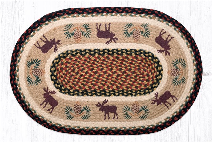 Moose/Pinecone 2 Oval Braided Rug 20"x30" Thumbnail