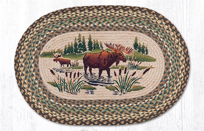 Moose Wading Oval Braided Rug 20"x30" Thumbnail