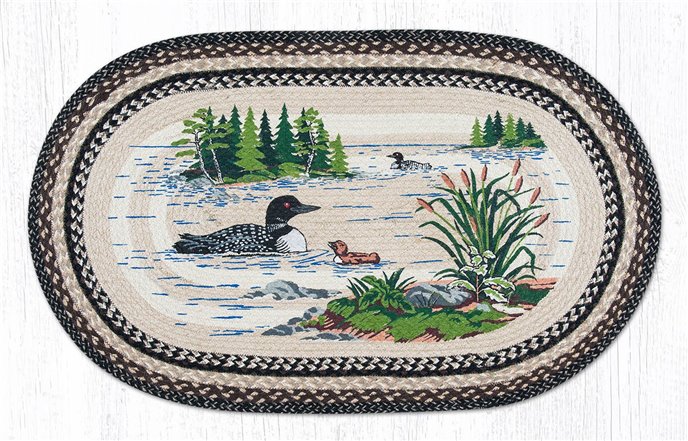 Loons Oval Braided Rug 27"x45" Thumbnail