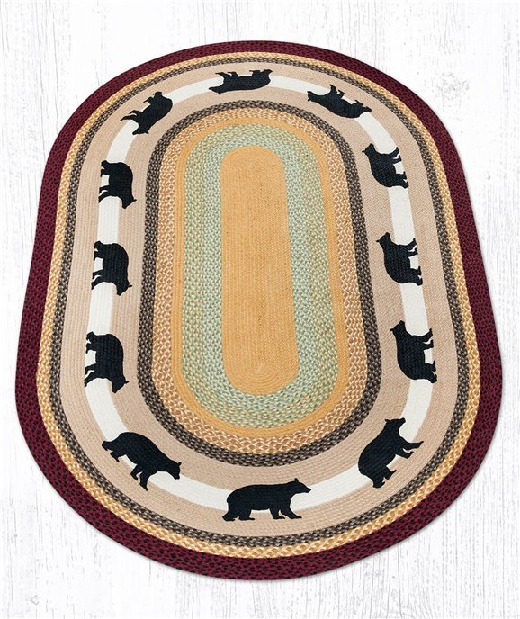 Cabin Bear Oval Braided Rug 5'x8' Thumbnail