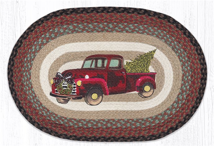 Christmas Truck Oval Braided Rug 20"x30" Thumbnail