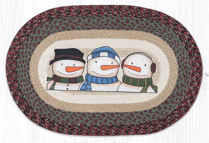 Three Snowmen Oval Braided Rug 20"x30" Thumbnail