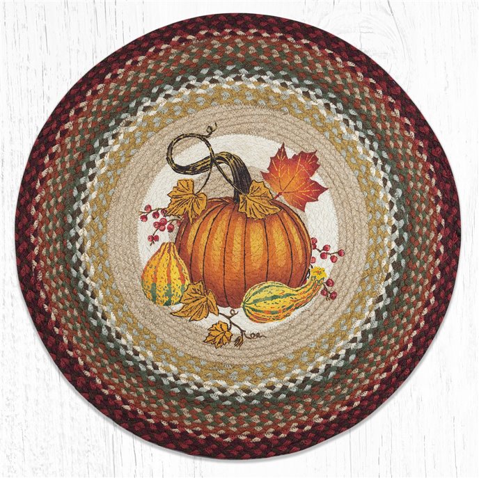 Autumn Pumpkin Round Braided Rug 27"x27" Thumbnail