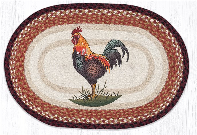 Rustic Rooster Oval Braided Rug 20"x30" Thumbnail