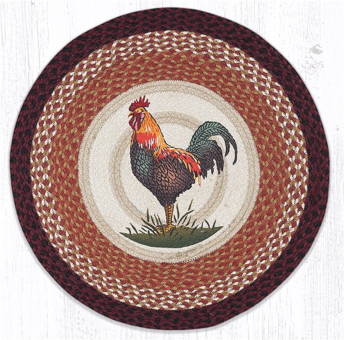 Rustic Rooster Round Braided Rug 27"x27" Thumbnail