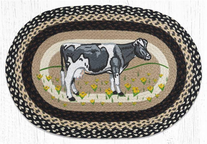 Cow In Field Oval Braided Rug 20"x30" Thumbnail