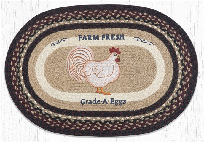 Farmhouse Chicken Oval Braided Rug 20"x30" Thumbnail