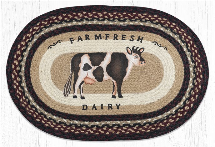 Farmhouse Cow Oval Braided Rug 20"x30" Thumbnail
