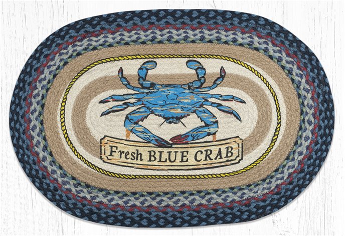 Fresh Blue Crab Oval Braided Rug 20"x30" Thumbnail