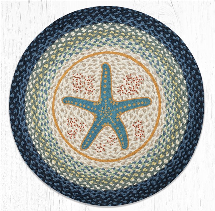 Blue Starfish Round Braided Rug 27"x27" Thumbnail