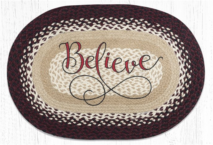 Believe Oval Braided Rug 20"x30" Thumbnail