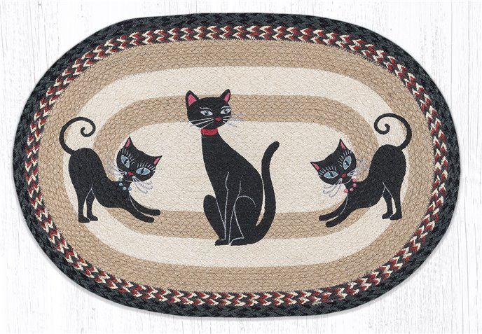 Crazy Cats Oval Braided Rug 20"x30" Thumbnail