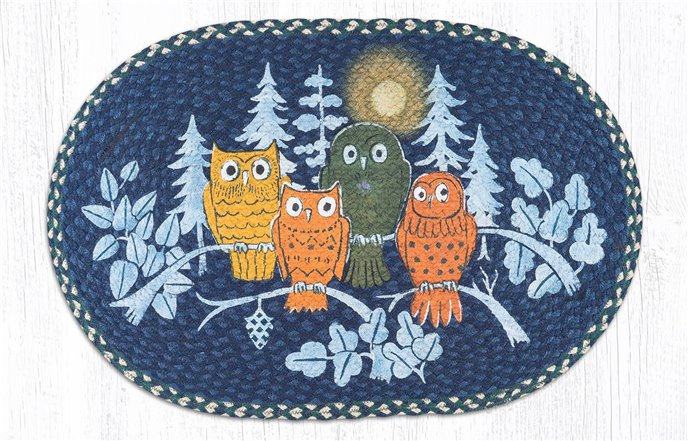 Midnight Owls Oval Braided Rug 20"x30" Thumbnail