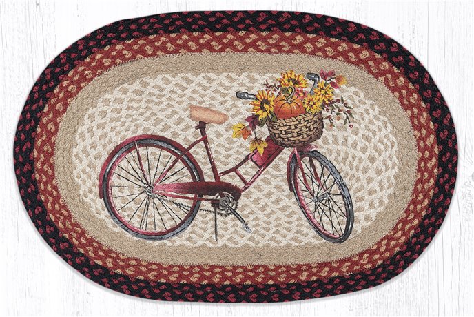 Red Bicycle Oval Braided Rug 20"x30" Thumbnail