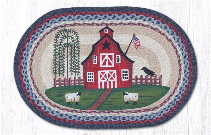 Barn Scene Oval Braided Rug 20"x30" Thumbnail