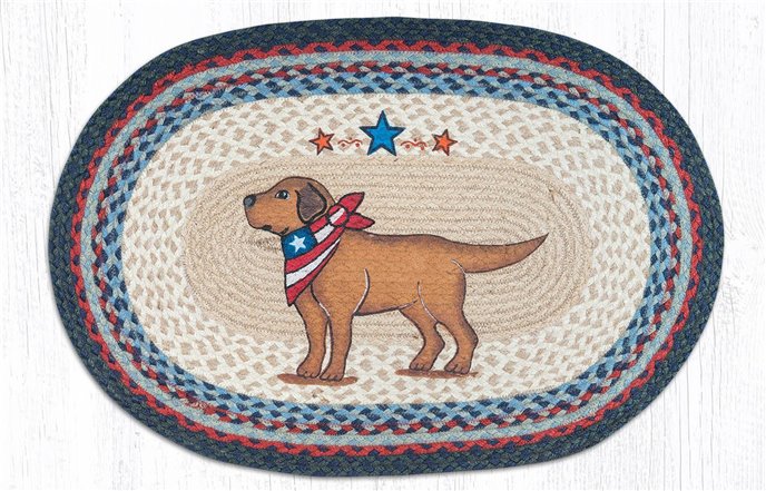 Yellow Lab Oval Braided Rug 20"x30" Thumbnail