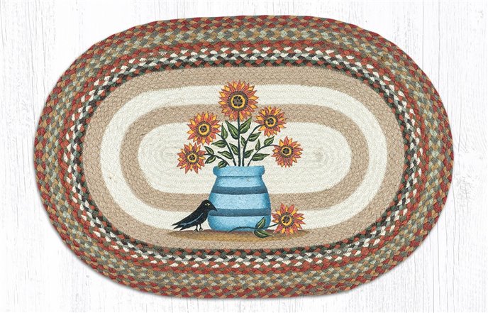 Sunflowers in Crock Oval Braided Rug 20"x30" Thumbnail