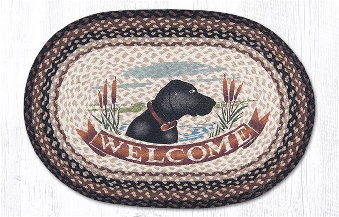 Welcome Dog Oval Braided Rug 20"x30" Thumbnail