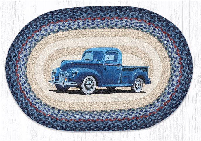 Blue Truck Oval Braided Rug 20"x30" Thumbnail