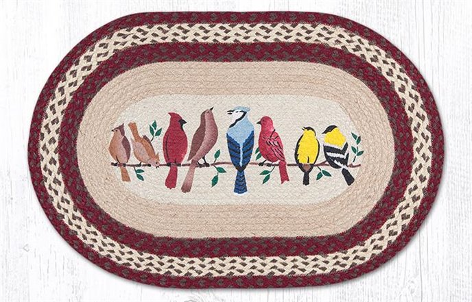 Birds on a Wire Oval Braided Rug 20"x30" Thumbnail