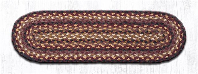 Black Cherry/Chocolate/Cream Oval Braided Stair Tread 27"x8.25" Thumbnail