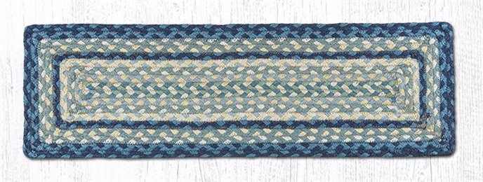 Breezy Blue/Taupe/Ivory Rectangle Braided Stair Tread 27"x8.25" Thumbnail