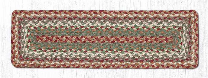 Buttermilk/Cranberry Rectangle Braided Stair Tread 27"x8.25" Thumbnail