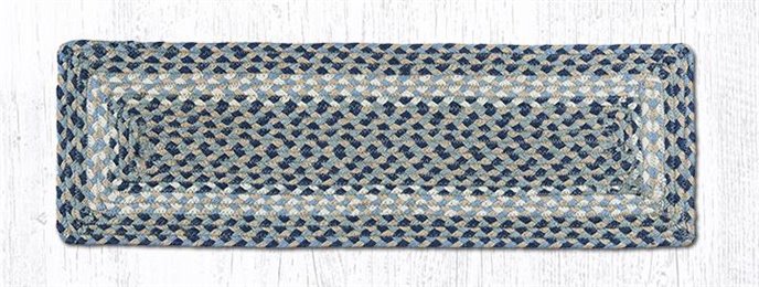 Blue/Natural Rectangle Braided Stair Tread 27"x8.25" Thumbnail