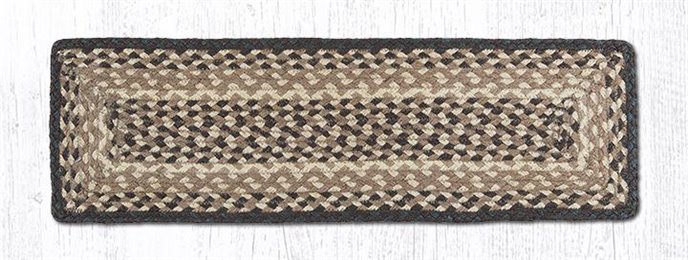 Chocolate/Natural Rectangle Braided Stair Tread 27"x8.25" Thumbnail