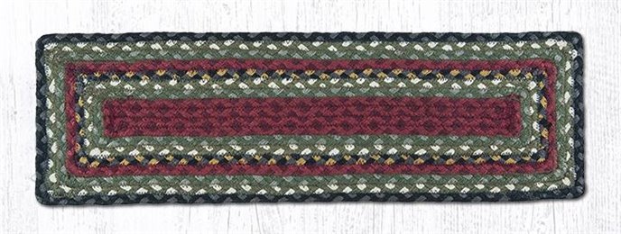Burgundy/Olive/Charcoal Rectangle Braided Stair Tread 27"x8.25" Thumbnail