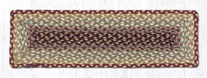 Burgundy/Gray/Cream/Mustard Rectangle Braided Stair Tread 27"x8.25" Thumbnail