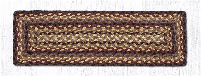 Black Cherry/Chocolate/Cream Rectangle Braided Stair Tread 27"x8.25" Thumbnail