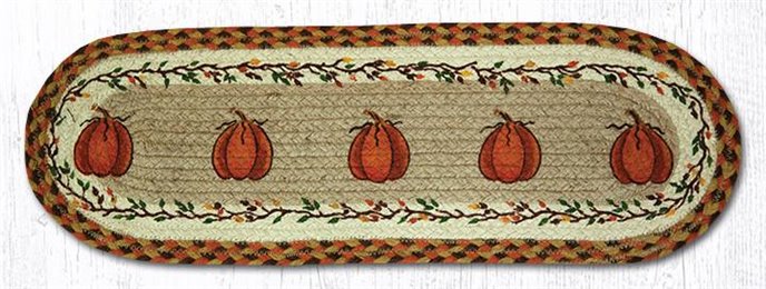 Harvest Pumpkin Oval Braided Stair Tread 27"x8.25" Thumbnail