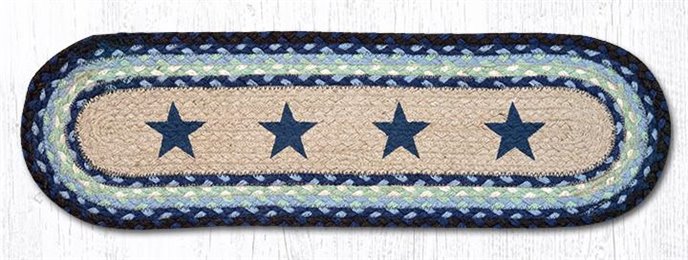 Blue Stars Oval Braided Stair Tread 27"x8.25" Thumbnail