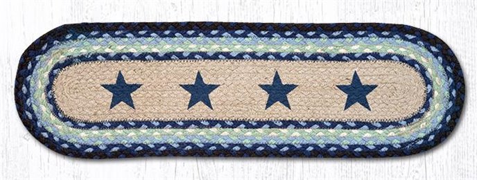 Blue Stars Oval Braided Stair Tread 27"x8.25" Thumbnail