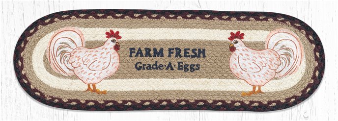 Farmhouse Chicken Oval Braided Stair Tread 27"x8.25" Thumbnail
