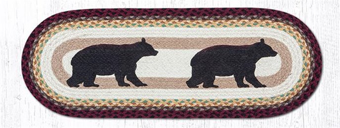 Cabin Bear Oval Braided Table Runner 13"x36" Thumbnail