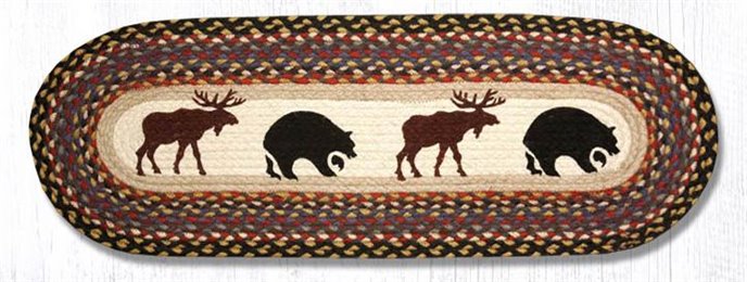 Bear/Moose Oval Braided Table Runner 13"x36" Thumbnail