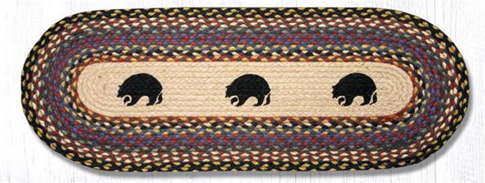 Black Bears Oval Braided Table Runner 13"x36" Thumbnail