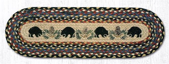 Black Bears Oval Braided Stair Tread 27"x8.25" Thumbnail