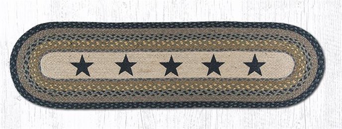 OP-99 Black Stars Oval Braided Runner 13"x48" Thumbnail