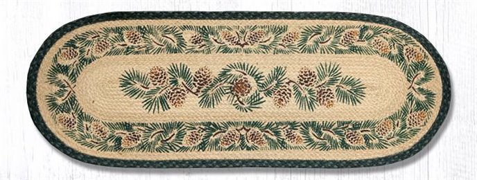 Pinecone Oval Braided Table Runner 13"x36" Thumbnail