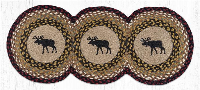 Black Moose Printed Braided Tri Circle Runner 15"x36" Thumbnail