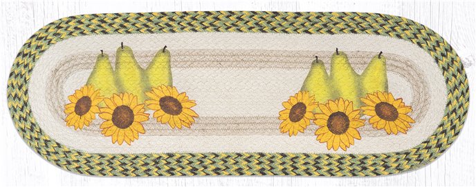 Pears & Sunflowers Oval Braided Table Runner 13"x36" Thumbnail