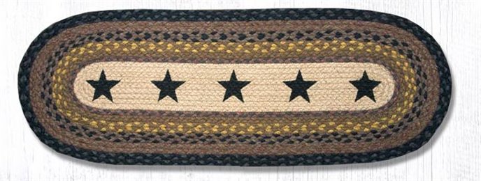 Black Stars Oval Braided Table Runner 13"x36" Thumbnail