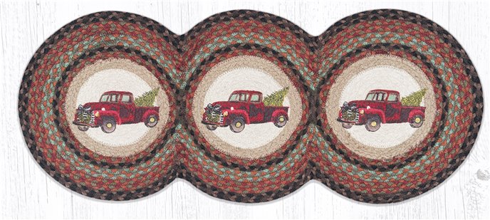 Christmas Truck Printed Braided Tri Circle Runner 15"x36" Thumbnail