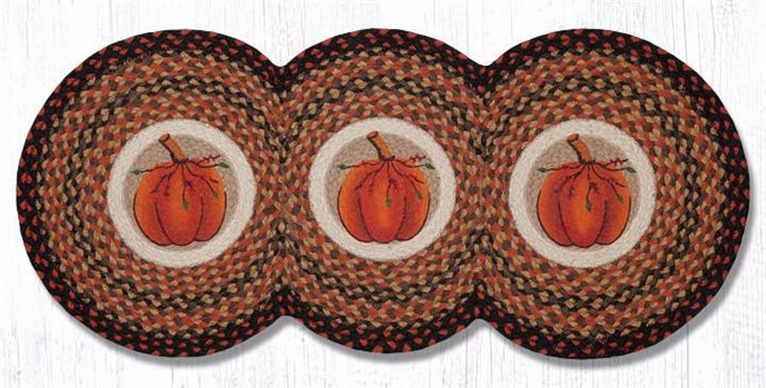 Harvest Pumpkin Printed Braided Tri Circle Runner 15"x36" Thumbnail