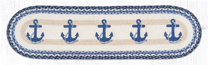 Navy Anchor Oval Braided Runner 13"x48" Thumbnail