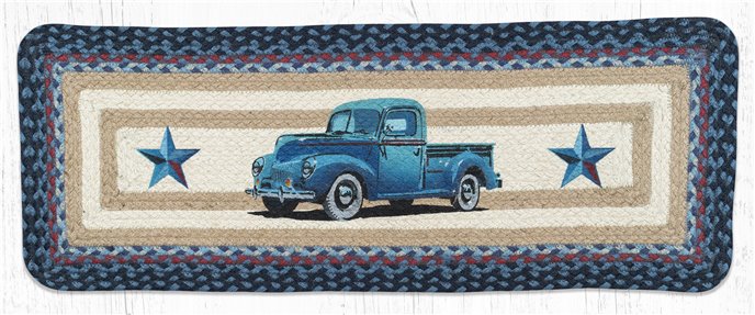 Blue Truck Rectangular Printed Braided Table Runner 13"x36" Thumbnail