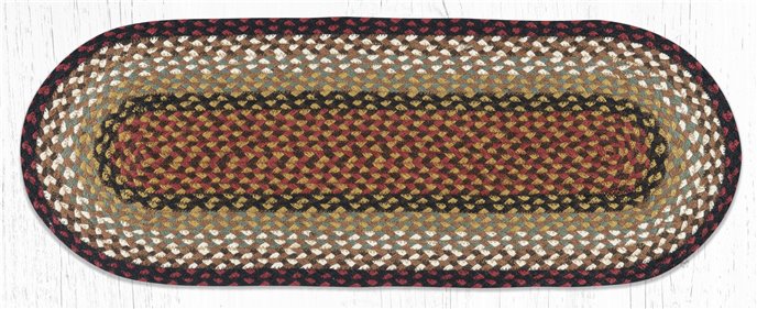 Burgundy/Mustard Jute Braided Table Runner 13"x36" Thumbnail